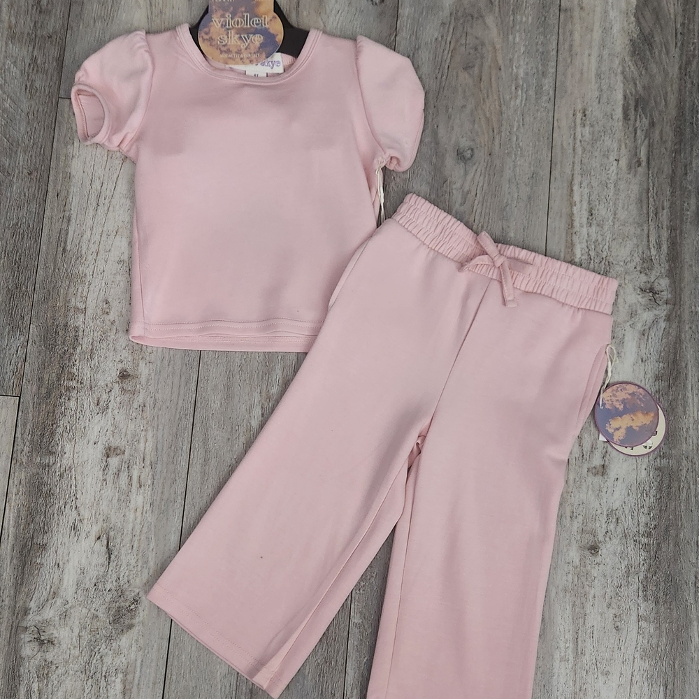 Violet Skye Adorable Pink Kids Matching Pants Set